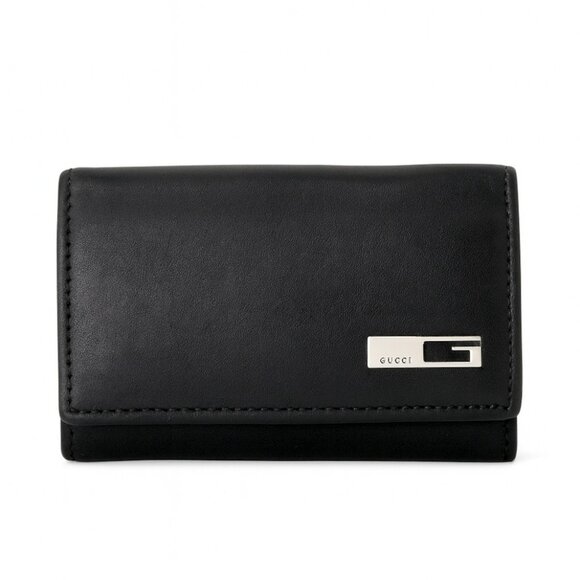 Gucci Vintage Black Leather 6-Hook Key Holder Wallet with G Logo Pre-owned EUC - Picture 1 of 6
